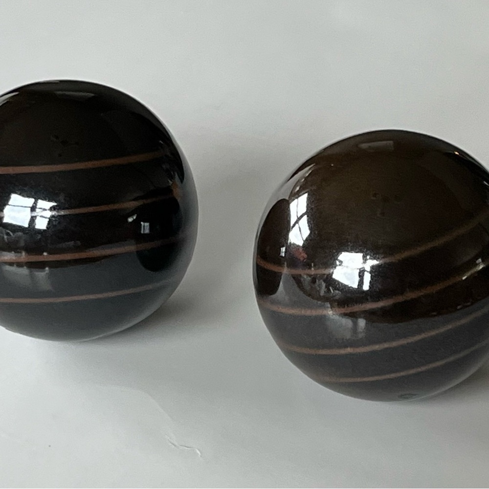 Set of glazed ceramic decorative spheres, zen tranquility orbs